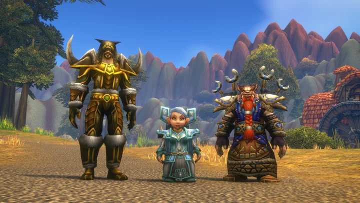 Characters demonstrating race and class combinations in Blizzard’s Forever reveal.